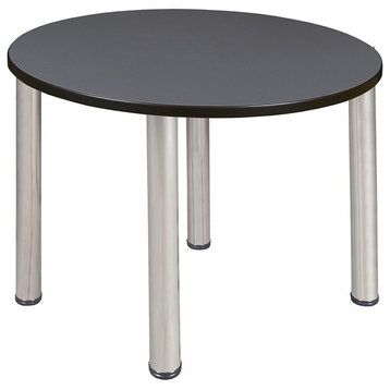 Kee 36" Round Breakroom Table, Gray/Chrome