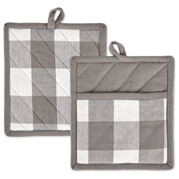 Gray & White Buffalo Check Potholder, Set Of 2