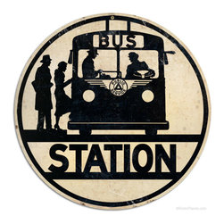 Bus Station Round Metal Sign | Tin Signs | RetroPlanet.com - Novelty Signs