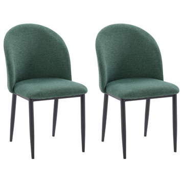 CorLiving Nash Side Chair With Black Legs, Dark Green, Set of 2
