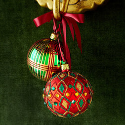 Diamond & Plaid Patterned Ball Christmas Ornaments - Christmas Ornaments