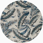 KAS - KAS Havana 2626 Tropics Tropical Rug, Grey/Blue, 7'6"x7'6" Round - Lush, tropical designs bring you into another world with our Havana Collection. 100% multi textured wool is hand tufted with hard-twist accents, bringing exceptional texture and dimension to each piece.Rich, nature-inspired colors will bring tropical warmthinto your home.