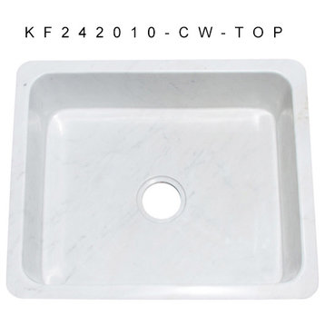 24" Farmhouse Kitchen Sinks, Reversible, Carrara White Marble