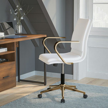 White/Gold Swivel Desk Chair
