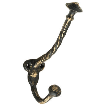 Heavy Duty Coat and Hat Hook, 5", Antique Brass Patina, Individual Hook, Hooks