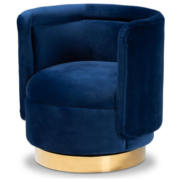 Baxton Studio Saffi Glam and Luxe Royal Blue Velvet Fabric Upholstered Gold...