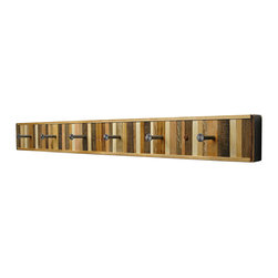 Six Finger Studios - Coat Rack, Chonko Pattern, Reclaimed Wood, 6 Hook - Wall Hooks