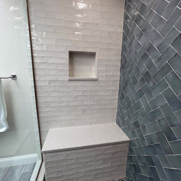 Nashua, NH Transitional Blue Primary Bathroom