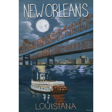 "Louisiana Moonlight" Painting Print on Wrapped Canvas, 8x12