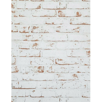 3D distressed white red faux brick plaster Wallpaper, 21 Inc X 33 Ft Roll