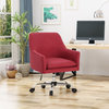 GDF Studio Morgan Mid Century Modern Fabric Home Office Chair With Chrome Base, Red
