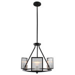 Eglo - Henessy 3-Light Chandelier, Black And Brushed Nickel - The Henessy 3 light chandelier by Eglo will update your home with its eye-catching design. Featuring a black and brushed nickel frame that perfectly complements the reeded glass . With 2-12" rods and 2-6" rods included you are able to adjust the  fixture to just the right height fory our needs.  This Chandelier will accommodate a variety of d�cor styles and will not disappoint.