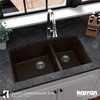 Karran Undermount Quartz 32" 60/40 Double Bowl Kitchen Sink, Brown