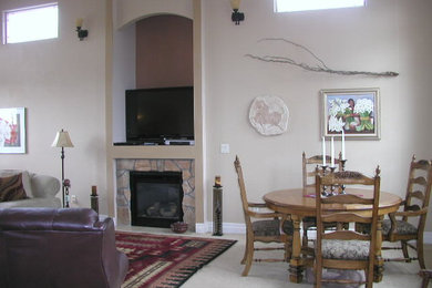 This is an example of a mid-sized country living room in Denver.