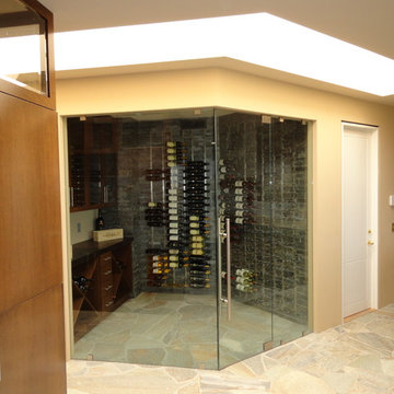 Carlsbad San Diego California Custom Wine Cellar Contemporary Glass Wall Door