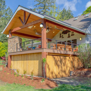 Gable End Patio Cover with Fireplace