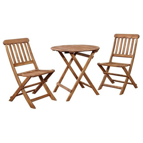 Catalan Cafe Set, Teak Finish, 28.75'' X 28.75'' X 28.75'', Teak Finish