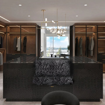 Ambient Lighting and Statement Chandeliers in the Master Closet