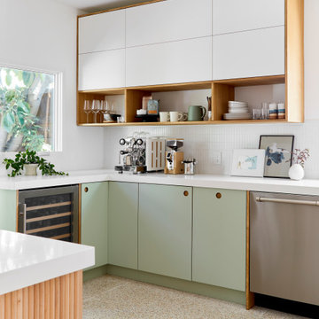 60s/Scandi Minimalist Pistachio Kitchen