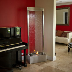 Bluworld - Nu-Flame 6' Stainless Steel Gardenfall Fire-Fountain - Indoor Fountains