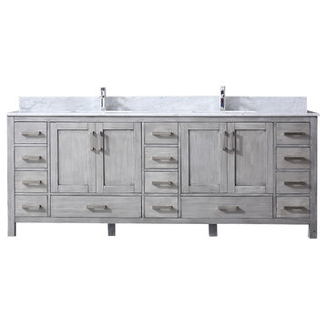 Jacques 84" Distressed Grey Double Vanity, Top, Sinks,no Mirror