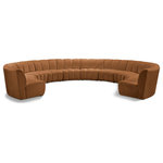 Meridian Furniture - Infinity Channel Tufted Velvet Modular Chair, Saddle, 10 Piece - Create a seating group that works for every possible situation with this Infinity 10-piece sectional and other pieces in the Infinity collection. Upholstered in soft Saddle velvet material that feels great against the skin and offers long-wearing beauty, this piece fits with other Infinity items for an infinite number of combinations that get your seating requirements just right but that look just as nice when used on their own.