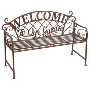 Black Metallic Bees And Flowers Garden Bench Mediterranean