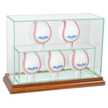 5 Upright Baseball Display Case, Walnut