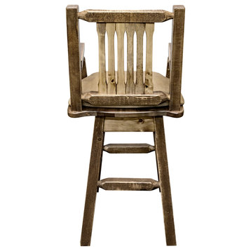 Captain's Barstool, Back and Swivel, Stain and Finish, Buckskin Pattern
