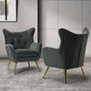 Upholstered Accent Chair With Tufted Back, Set of 2, Gray