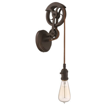 Craftmade Design-A-Fixture 1-Light Keyed Socket Pulley Sconce, Aged Bronze