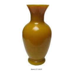 Chinese Peking Glass Imperial Yellow Flower Vase - Vases