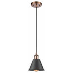 Innovations Lighting - Innovations Lighting 516-1P-AC-M8-BK Smithfield, 1 Light Mini Pendant Indust - The Smithfield 1 Light Mini Pendant is part of theSmithfield 1 Light M Antique CopperUL: Suitable for damp locations Energy Star Qualified: n/a ADA Certified: n/a  *Number of Lights: 1-*Wattage:100w Incandescent bulb(s) *Bulb Included:No *Bulb Type:Incandescent *Finish Type:Antique Copper