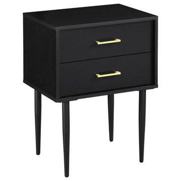 Modern Side Table with gold metal handles - Black