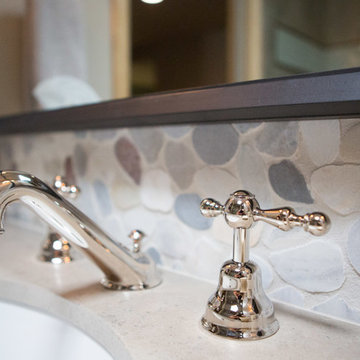 Transitional Bath with River Rock Accents