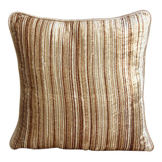 Bande Dark Beige Textured Stripe 20x20 Throw Pillow Cover + Reviews