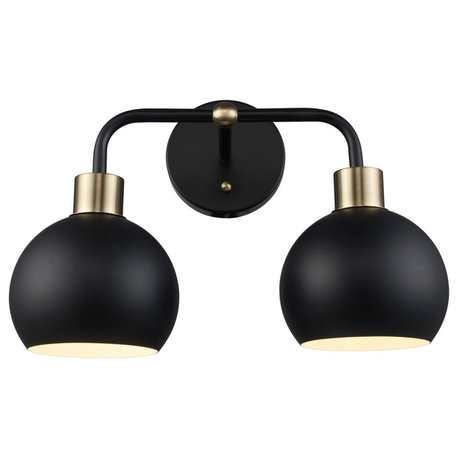 Indigo Two Light Vanity in Black/Antique Gold