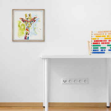 "Rainbow Giraffe" Framed Painting Print