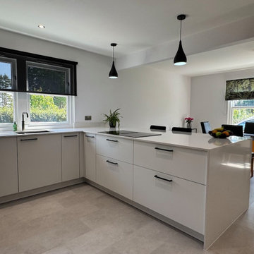 White and Green Modern Kitchen in Banchory