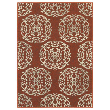 Hamlet Floral Red and Beige Area Rug, 1'10"x3'