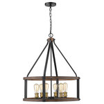Z-Lite - Z-Lite Kirkland 6-Light 30" Pendant, Rustic Mahogany, 472-6D-RM - Warm up a large dining room with the rich rustic mahogany tone of this six-light pendant light. Full of sleek lines, the faux barnwood construction creates an open silhouette.