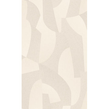 Abstract Shapes Textured Double Roll Wallpaper, Beige, Double Roll