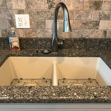 Amish Custom Cabinetry-Antique White with Gray Flood Glaze