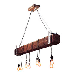 Makarios Decor - Beam Chandelier, Dark Walnut, 5' Length - Kitchen Island Lighting