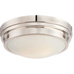 Savoy House - Lucerne Flush Mount, Polished Nickel, 13.25" - Savoy House's Lucerne is a collection of flush mounts that is sure to bring sleek metallic style to any space. White glass shades make Lucerne an ideal choice for comfortable, useful light.