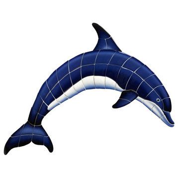Blue Dolphin A Ceramic Swimming Pool Mosaic 19"x14"