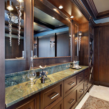 Refrigerator Drawers Concealed Behind Classic Dark Cabinetry
