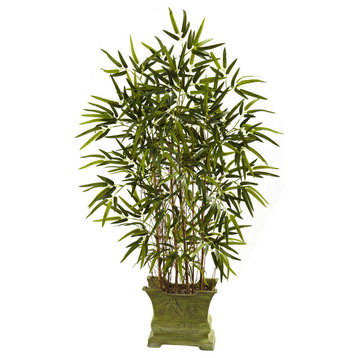 45' Bamboo Tree With Decorative Planter, Green