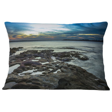 Beautiful Dark Seashore Australia Cityscape Throw Pillow, 12"x20"