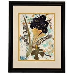 Nature Artist - Wild Pansy - * Oshibana (pressed plants) artwork in a 14" x 20" black frame.